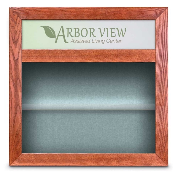 Outdoor Enclosed Combo Board, 42"x32", Bronze Frame/Blue & Forbo